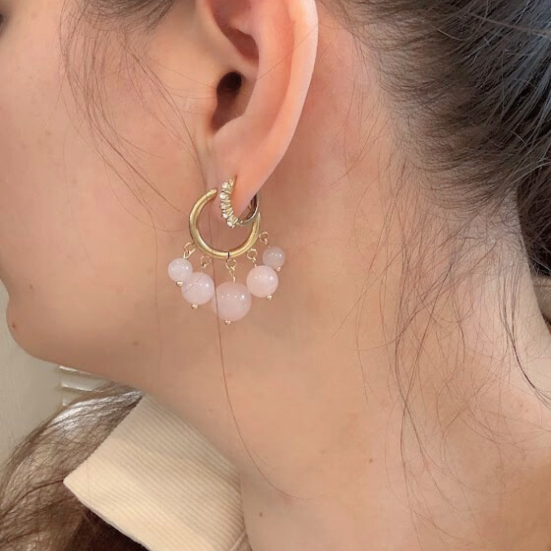 Boucles d'oreille ANAE - Quartz rose