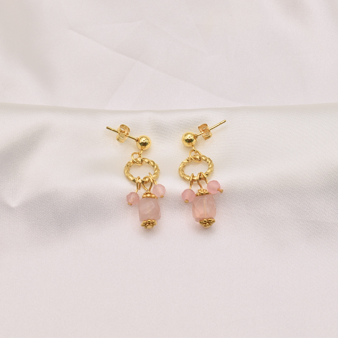 Boucles d'oreille ANOUK - Quartz rose