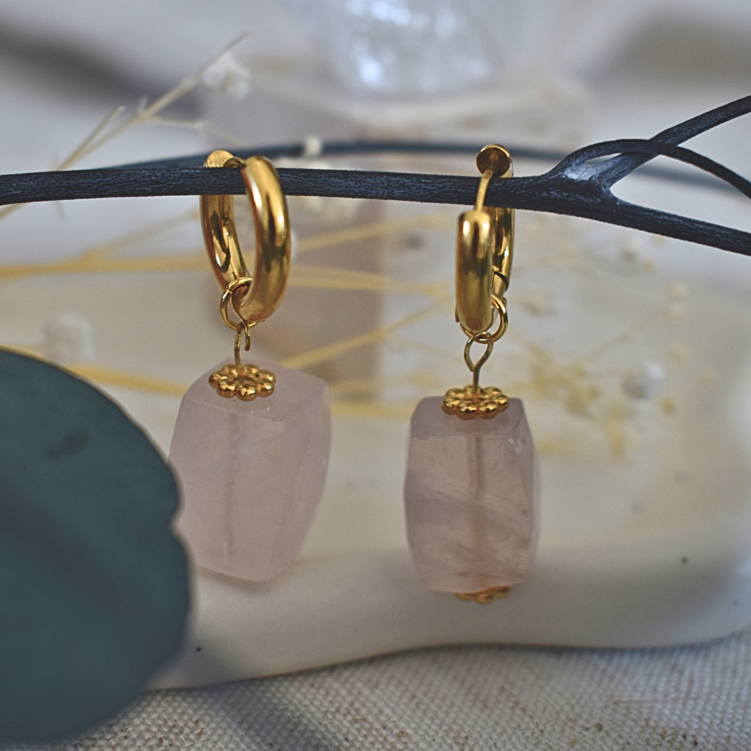 Boucles d'oreilles MAGDA - Quartz rose