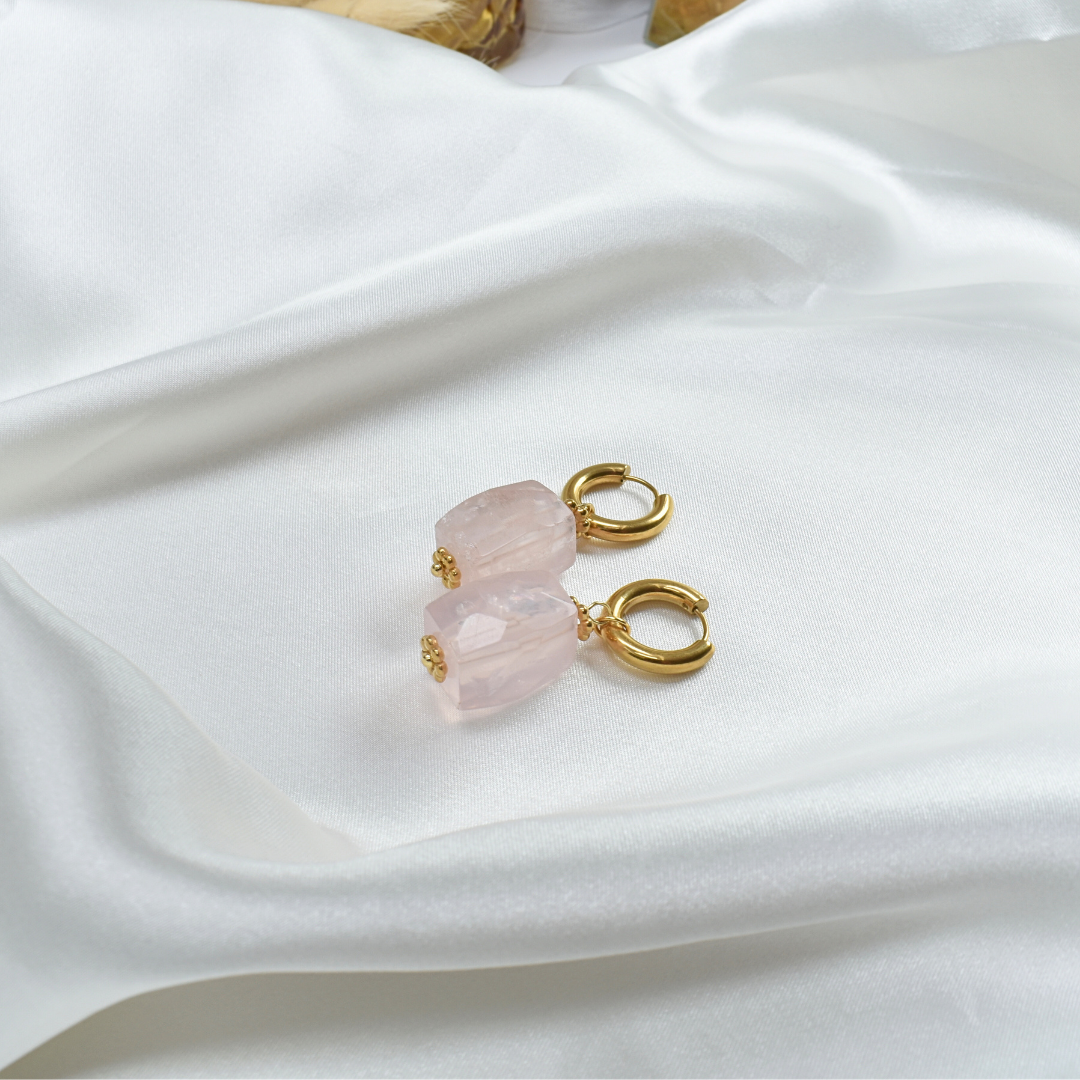 Boucles d'oreilles MAGDA - Quartz rose