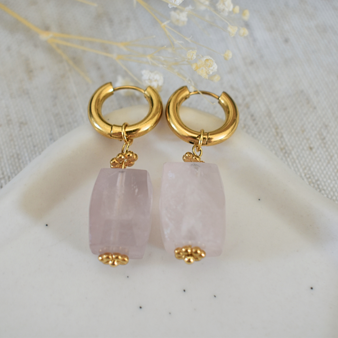 Boucles d'oreilles MAGDA - Quartz rose