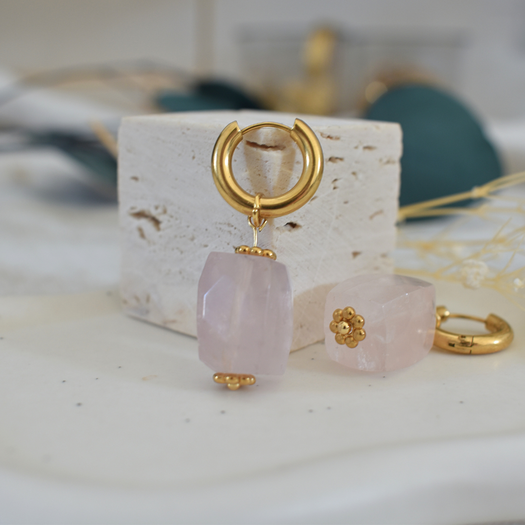 Boucles d'oreilles MAGDA - Quartz rose