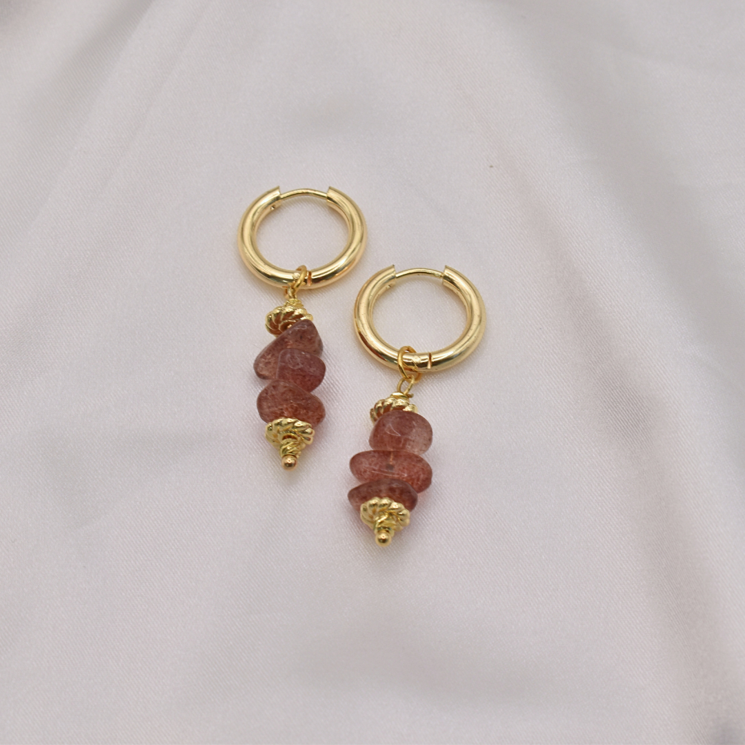 Boucles d'oreilles YSE - Quartz fraise