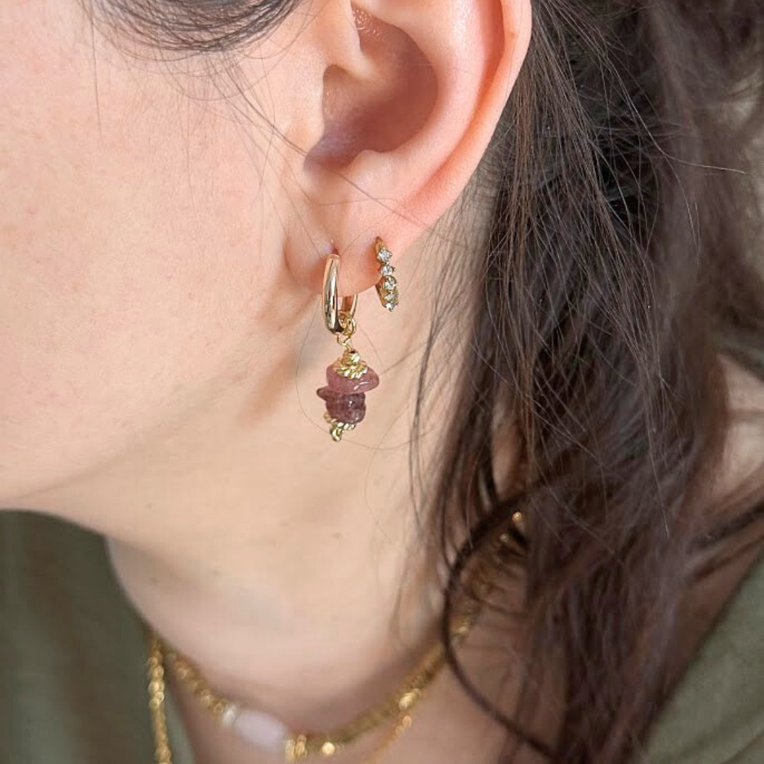 Boucles d'oreilles YSE - Quartz fraise