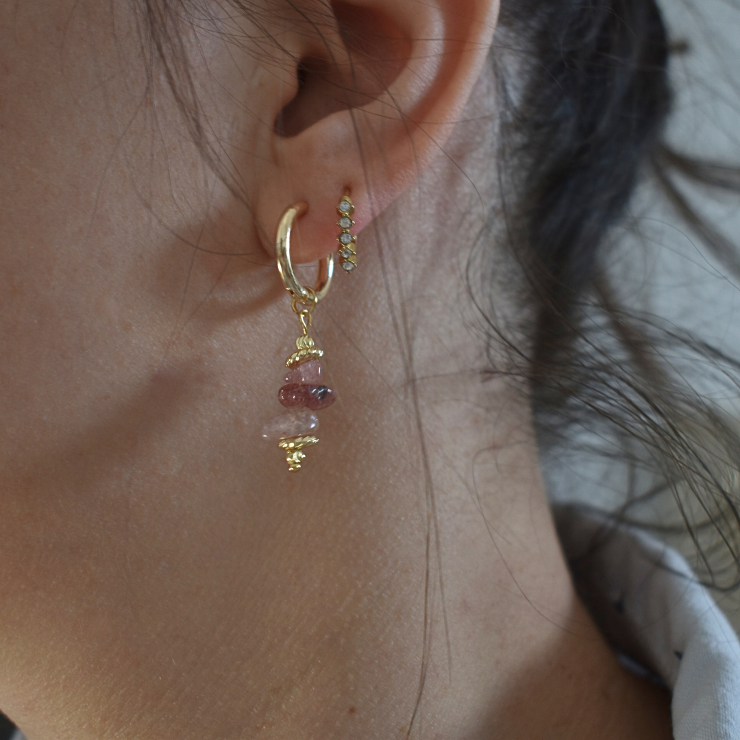 Boucles d'oreilles YSE - Quartz fraise