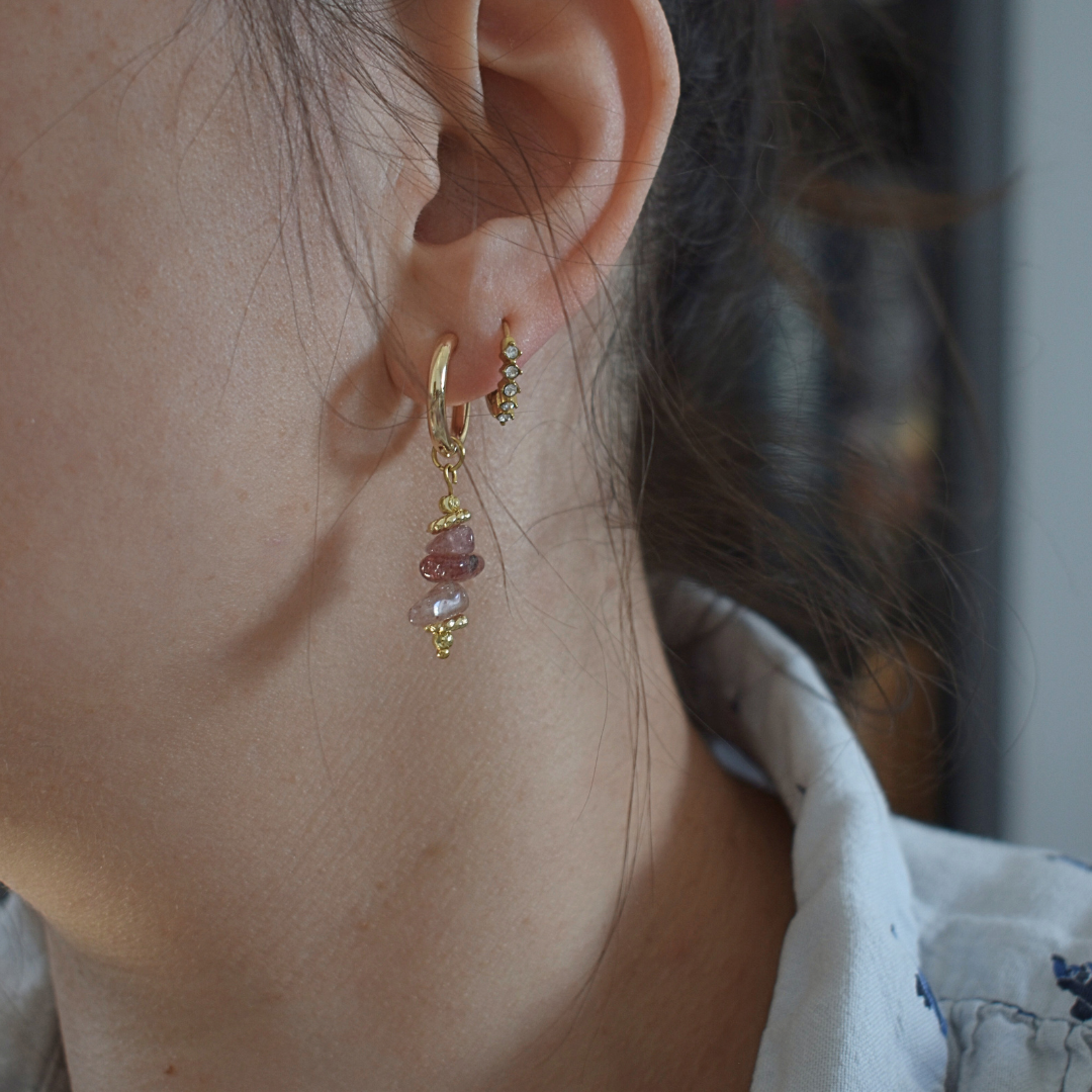 Boucles d'oreilles YSE - Quartz fraise