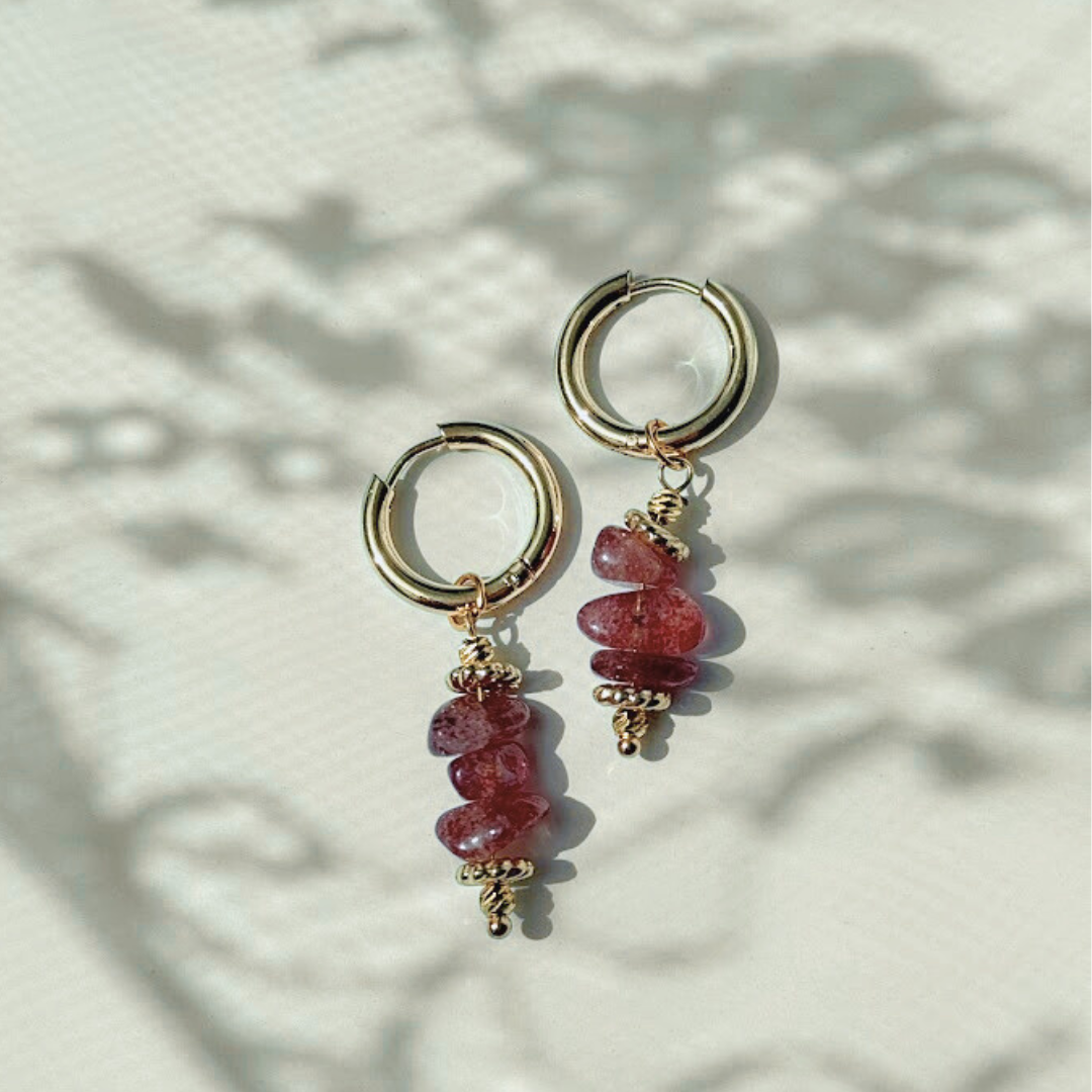 Boucles d'oreilles YSE - Quartz fraise
