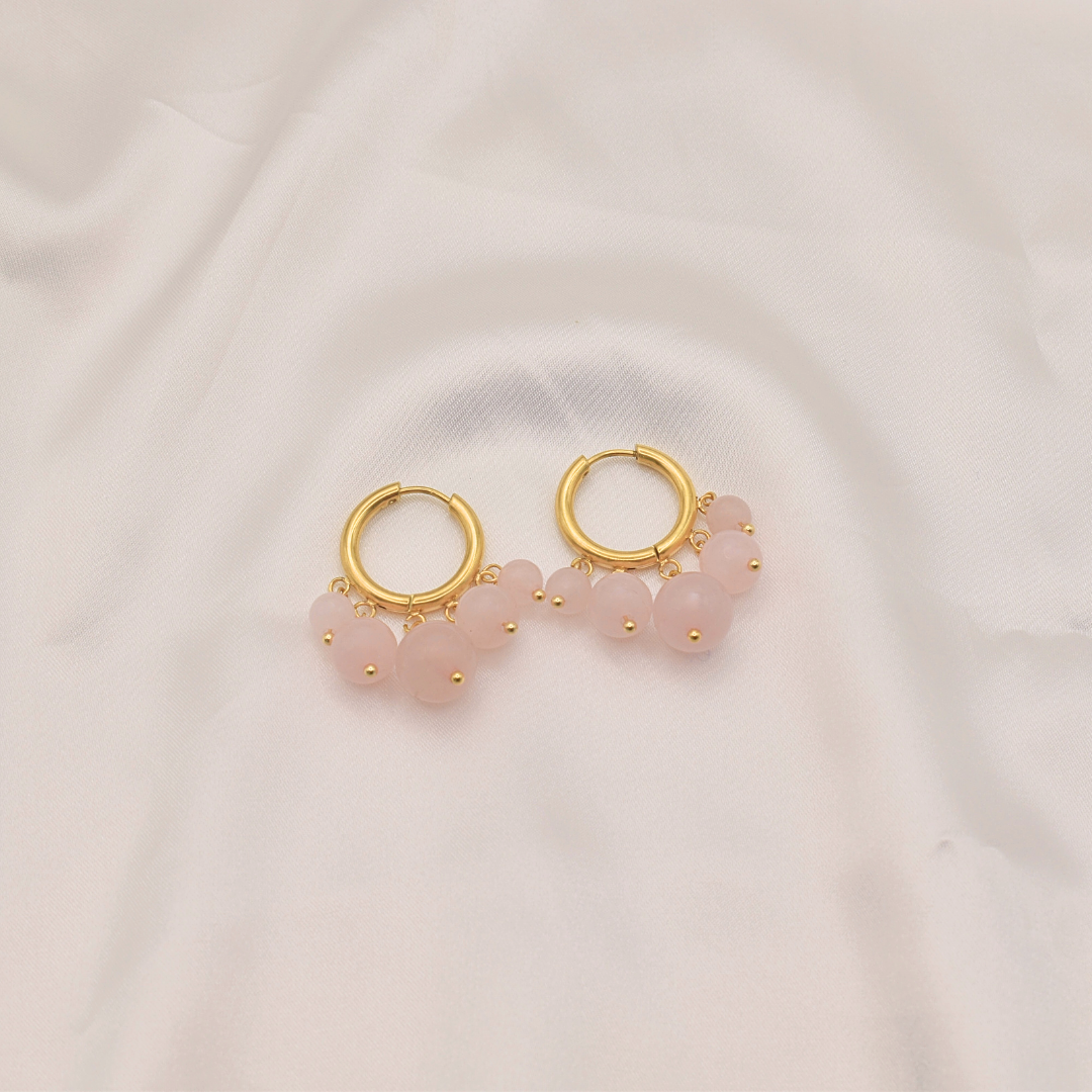 Boucles d'oreille ANAE - Quartz rose