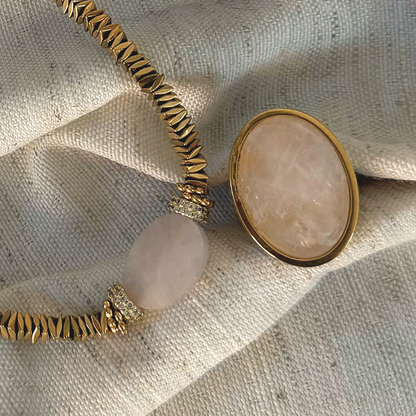 Bague Dove - Quartz rose