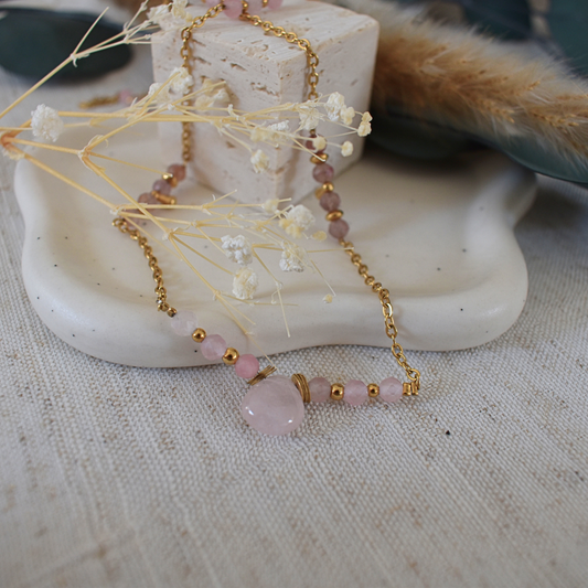 Sautoir MAIA - Quartz rose