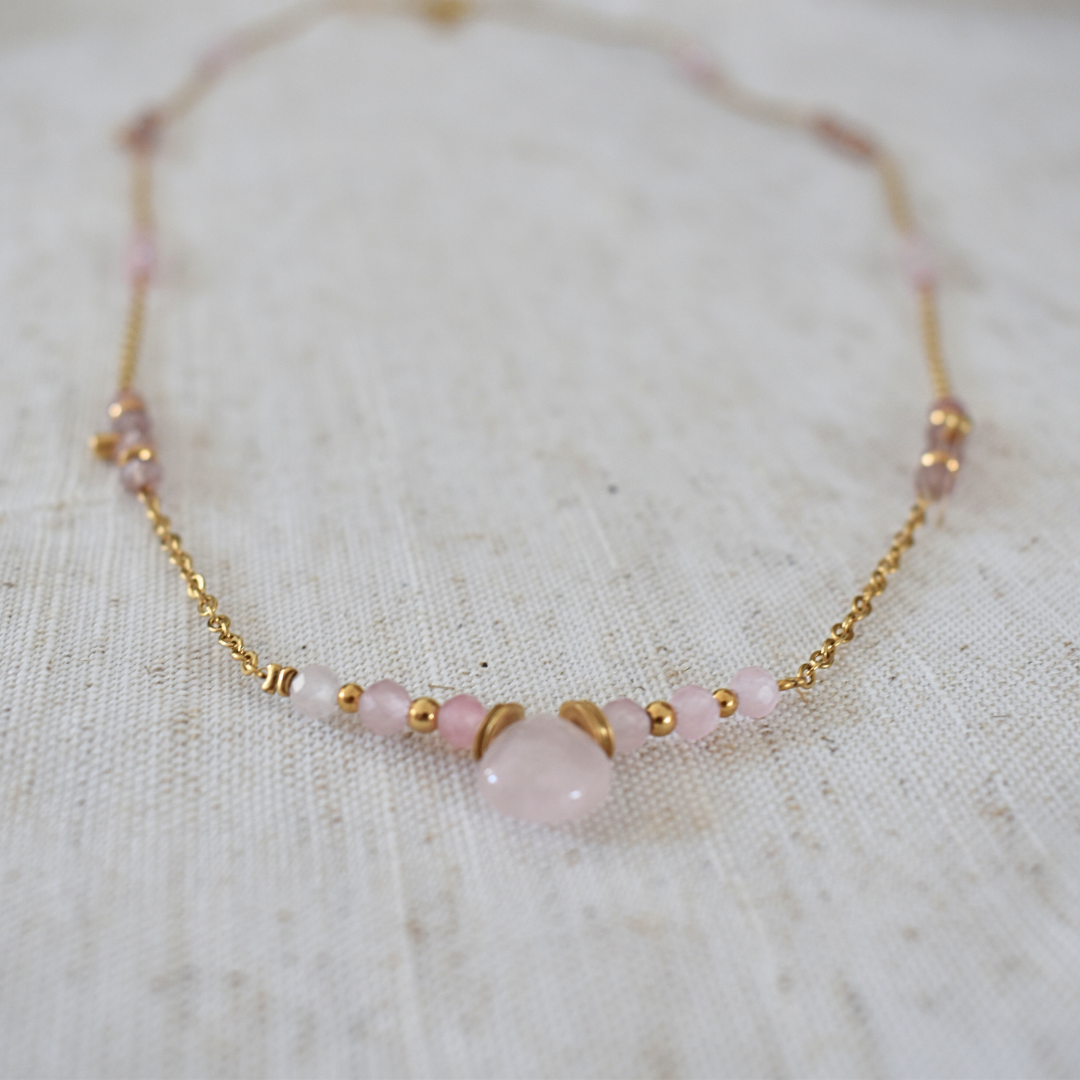 Sautoir MAIA - Quartz rose