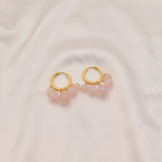 Boucles d'oreille ANAE - Quartz rose